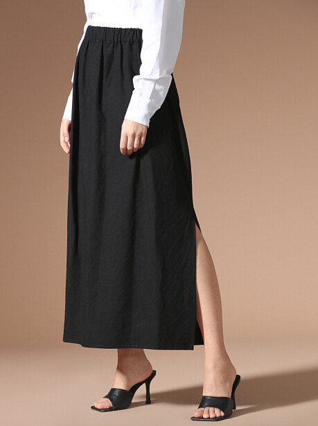 Skirt with slits in linen - 4
