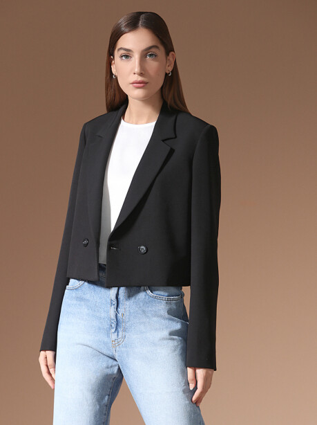 Blazer cropped in tinta unita - 5