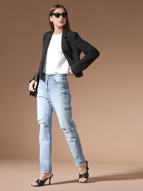 Solid color cropped blazer - 4