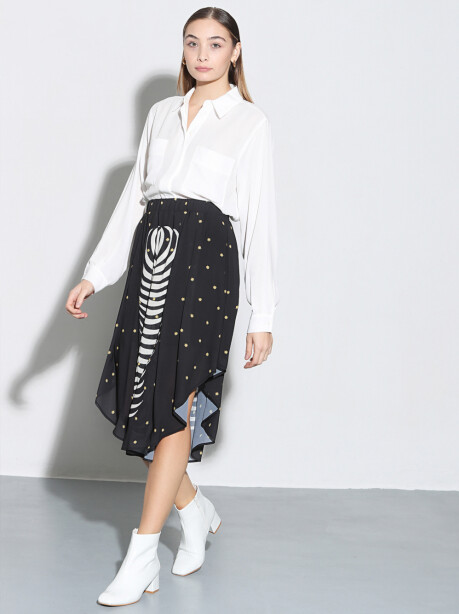 Asymmetrical skirt with astral pattern - 3