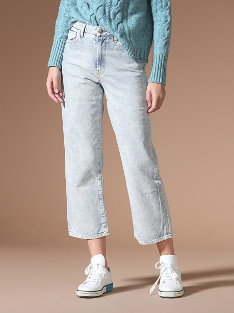 Jeans modello straight leg a vita alta - 6