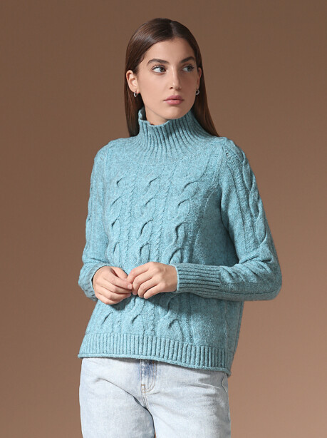 Maglione con trecce in misto yack - 5