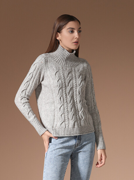 Maglione con trecce in misto yack - 5