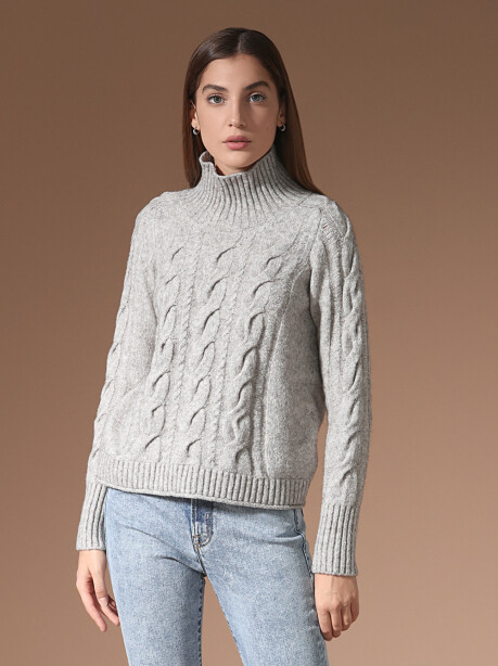 Maglione con trecce in misto yack - 4