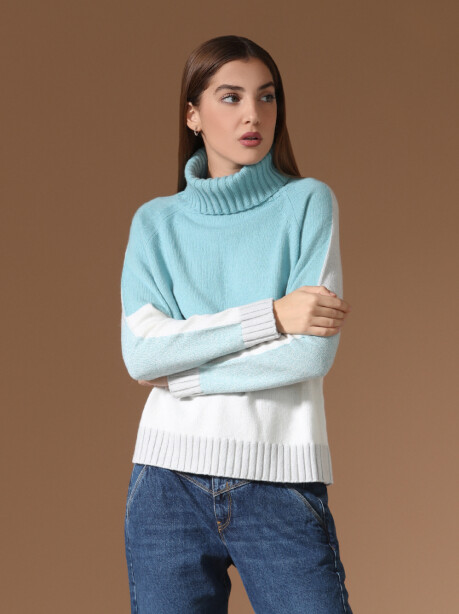 Cashmere blend inlay turtleneck - 3