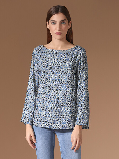 Blusa pipistrello a fantasia astratta - 5