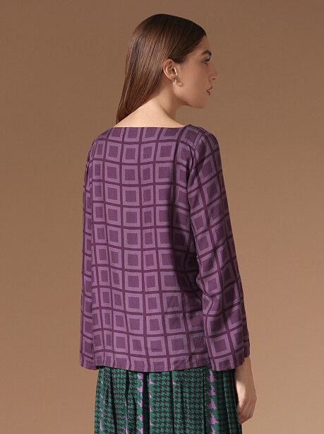 Blusa pipistrello a fantasia geometrica - 2