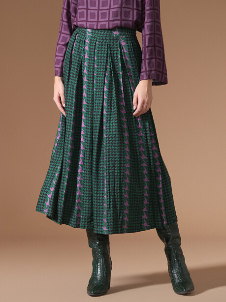Long houndstooth patterned skirt - 4