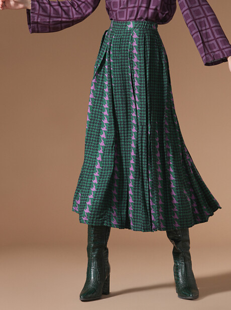 Long houndstooth patterned skirt - 6
