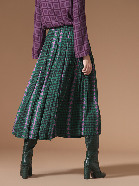 Long houndstooth patterned skirt - 5