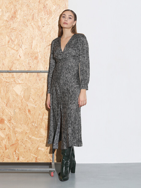 Long dress in printed satin - 3