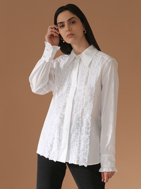 Shirt with ruffles and pearl buttons - 6