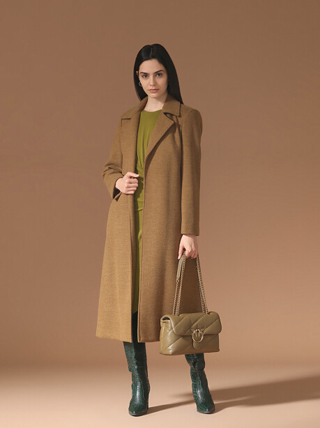 Long herringbone coat with belt - 5