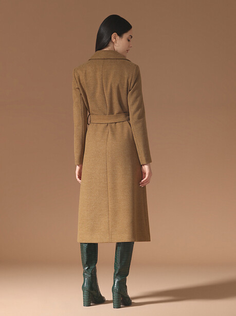 Long herringbone coat with belt - 4