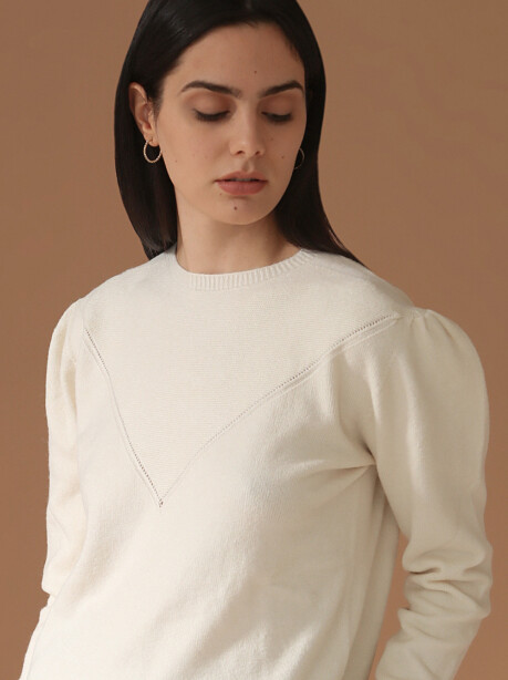 Crewneck sweater with puff sleeves - 6