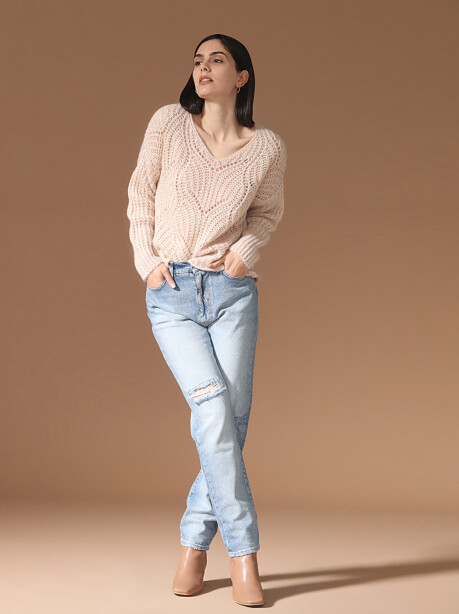 Maglia traforata effetto vintage in misto mohair e lana - 2