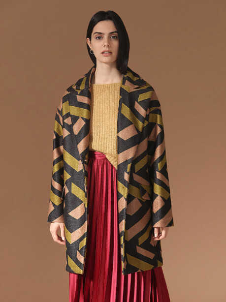 Geometric patterned coat - 5