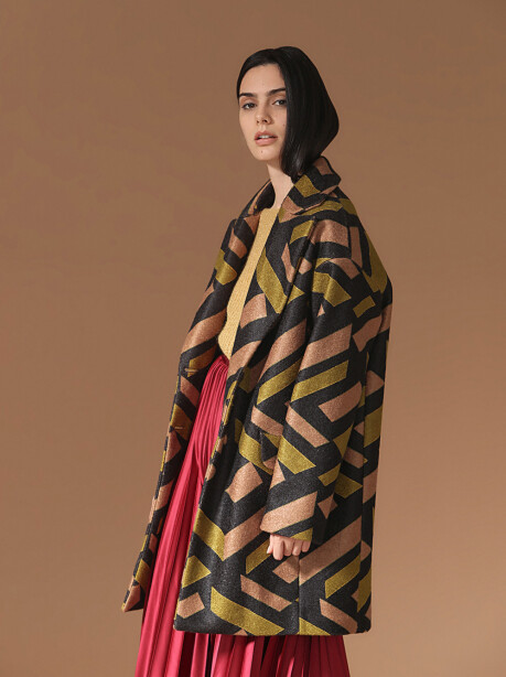 Geometric patterned coat - 4
