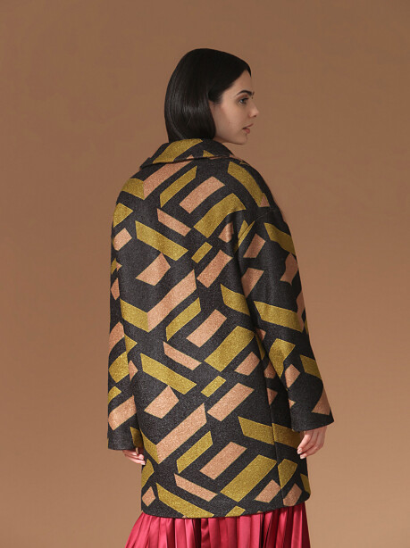 Geometric patterned coat - 6