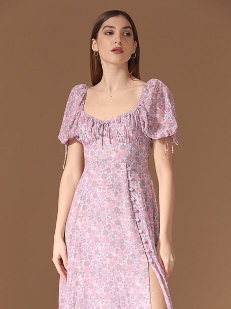 Vestito midi in chiffon stampa floreale - 4