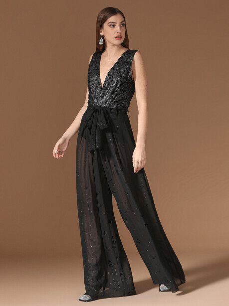 Lurex pinstripe palazzo trousers - 3