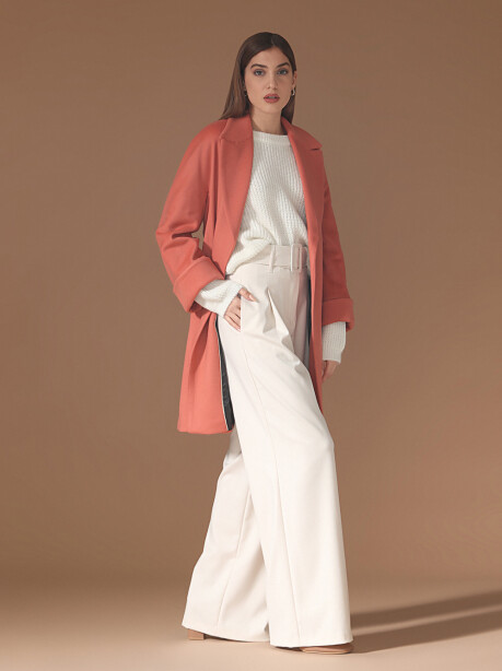 Coat with sash in pure wool - 3
