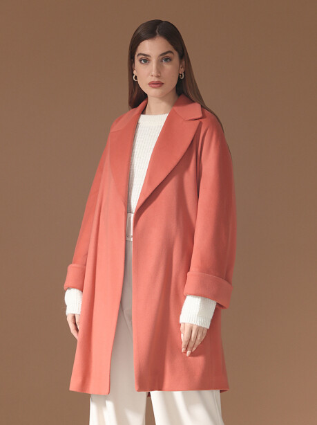 Coat with sash in pure wool - 6