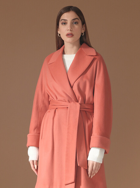 Coat with sash in pure wool - 4