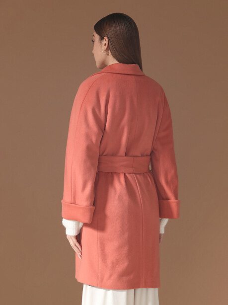 Coat with sash in pure wool - 5