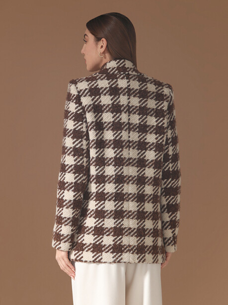 Short checked coat in wool blend - 6