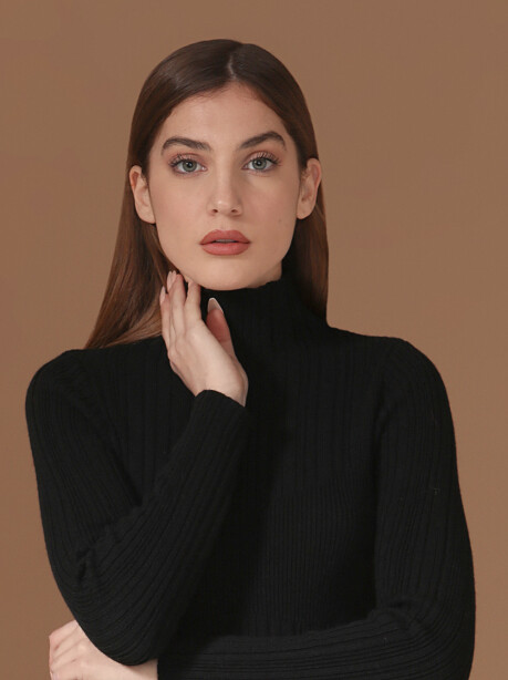 Ribbed volcano neck sweater - 5