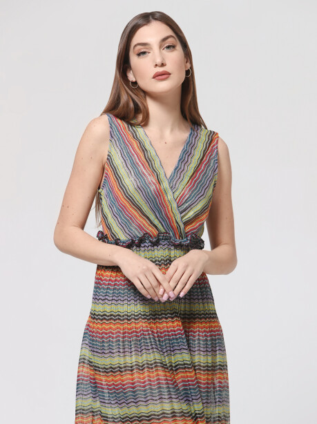 Multi-pattern dress with crossover - 5