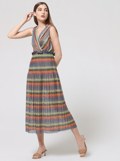 Multi-pattern dress with crossover - 3