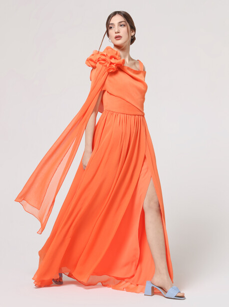 Creponne long dress with stole - 3
