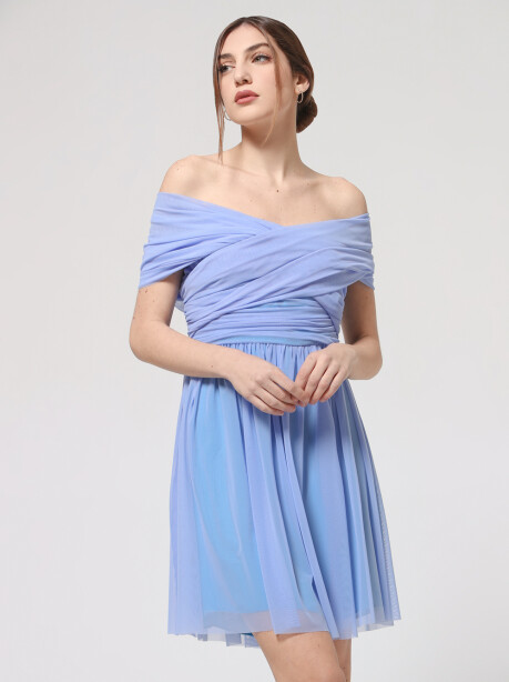 Midi dress with tulle cape - 5