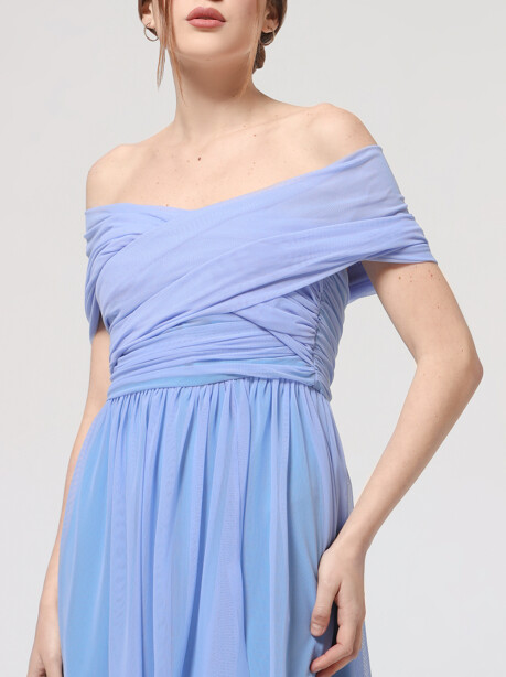 Midi dress with tulle cape - 6