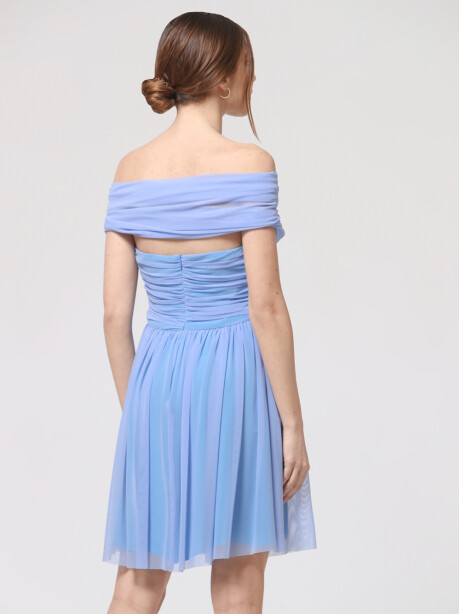 Midi dress with tulle cape - 4