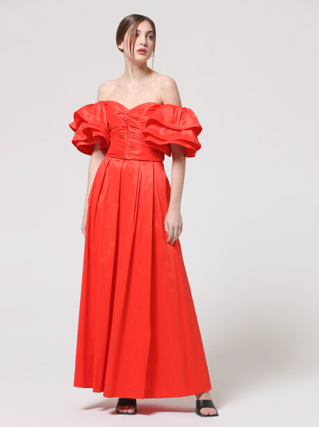 Crop top with sleeves with shantung ruffles - 4