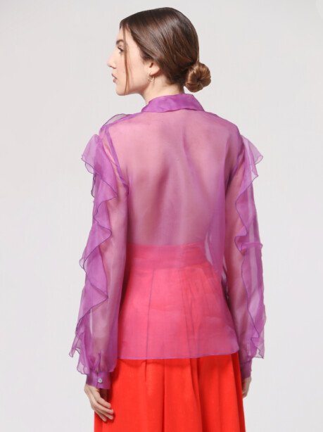 Camicia trasparente in organza e seta - 5