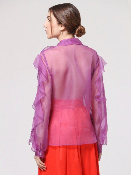 Transparent shirt in organza and silk - 5