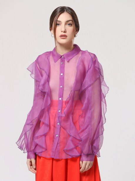 Transparent shirt in organza and silk - 6