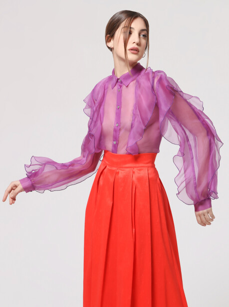 Transparent shirt in organza and silk - 3