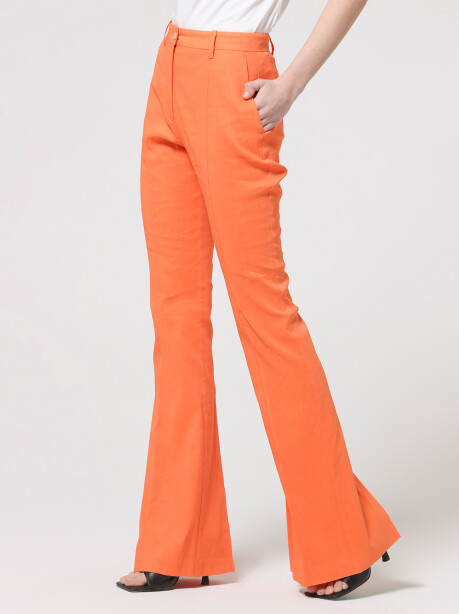 Flare trousers in linen canvas - 4