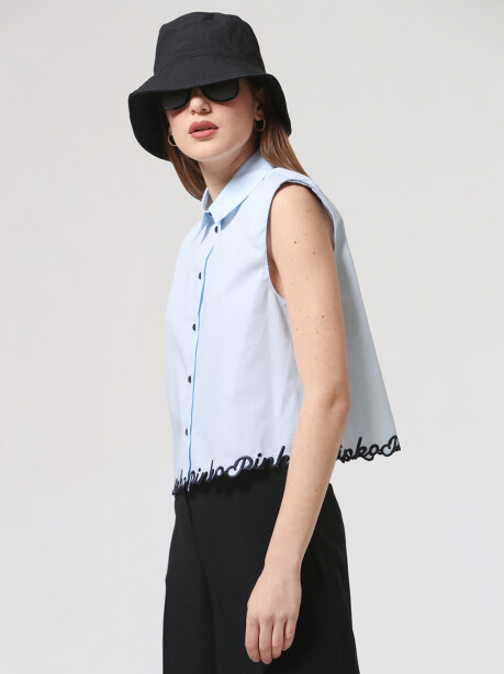 Sleeveless poplin shirt - 3