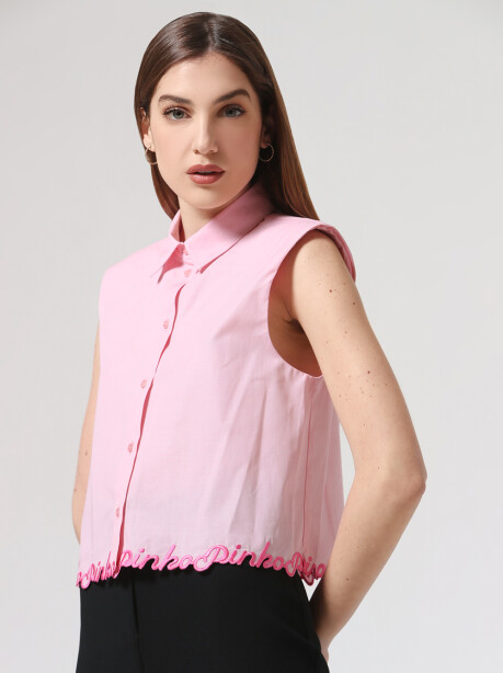 Sleeveless poplin shirt - 5