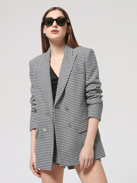 Blazer in vichy stretch pied de poule - 4