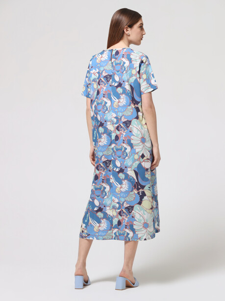 Long T-shirt dress with floral pattern - 2