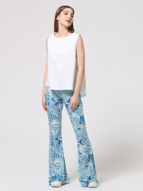 Patterned flared trousers in jersey - 4