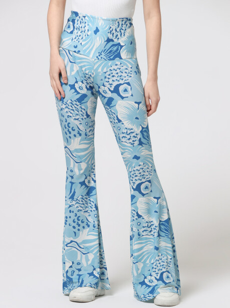 Patterned flared trousers in jersey - 5
