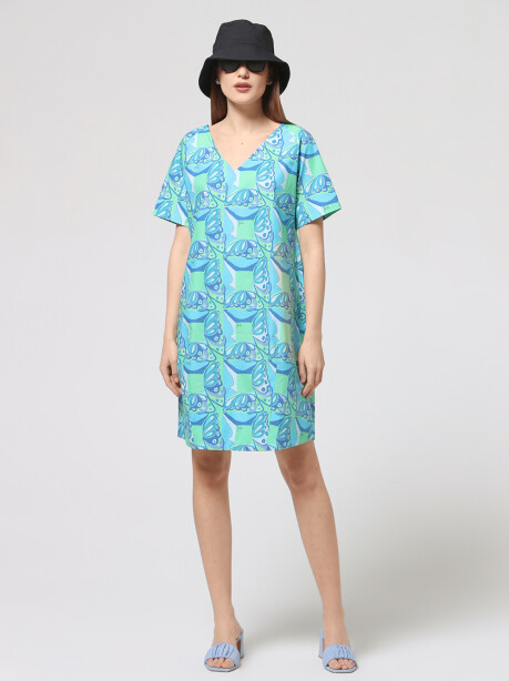 A-line butterfly patterned dress - 3